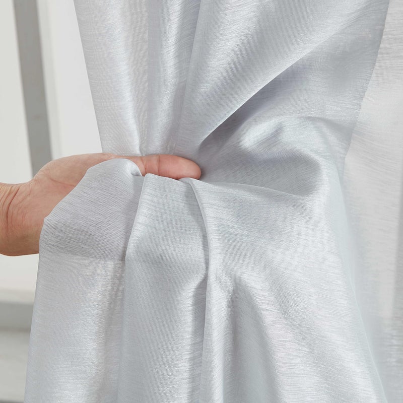 HLC.ME 2 Piece Semi Sheer Voile Drapery Window Curtain Grommet Panels for Bedroom (54"" W x 95"" L  Silver Grey) - Image 4